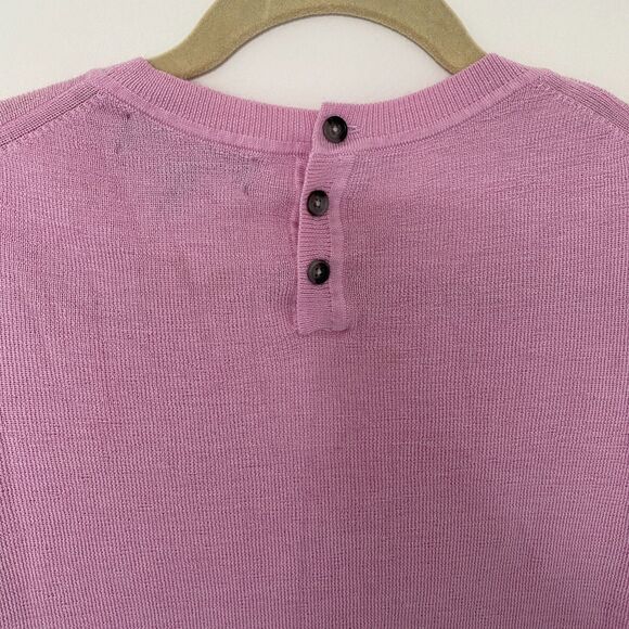 Banana Republic Lavender Merino Wool Blend V-Neck Sweater Lightweight Buttons L - Picture 5 of 10